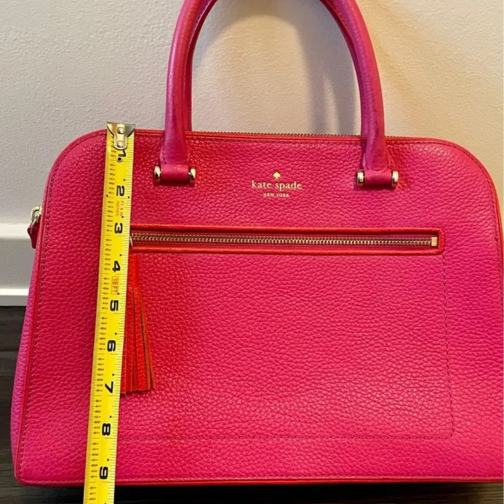 kate spade Hot Pink Pebbled Leather Satchel with Gold Hardware